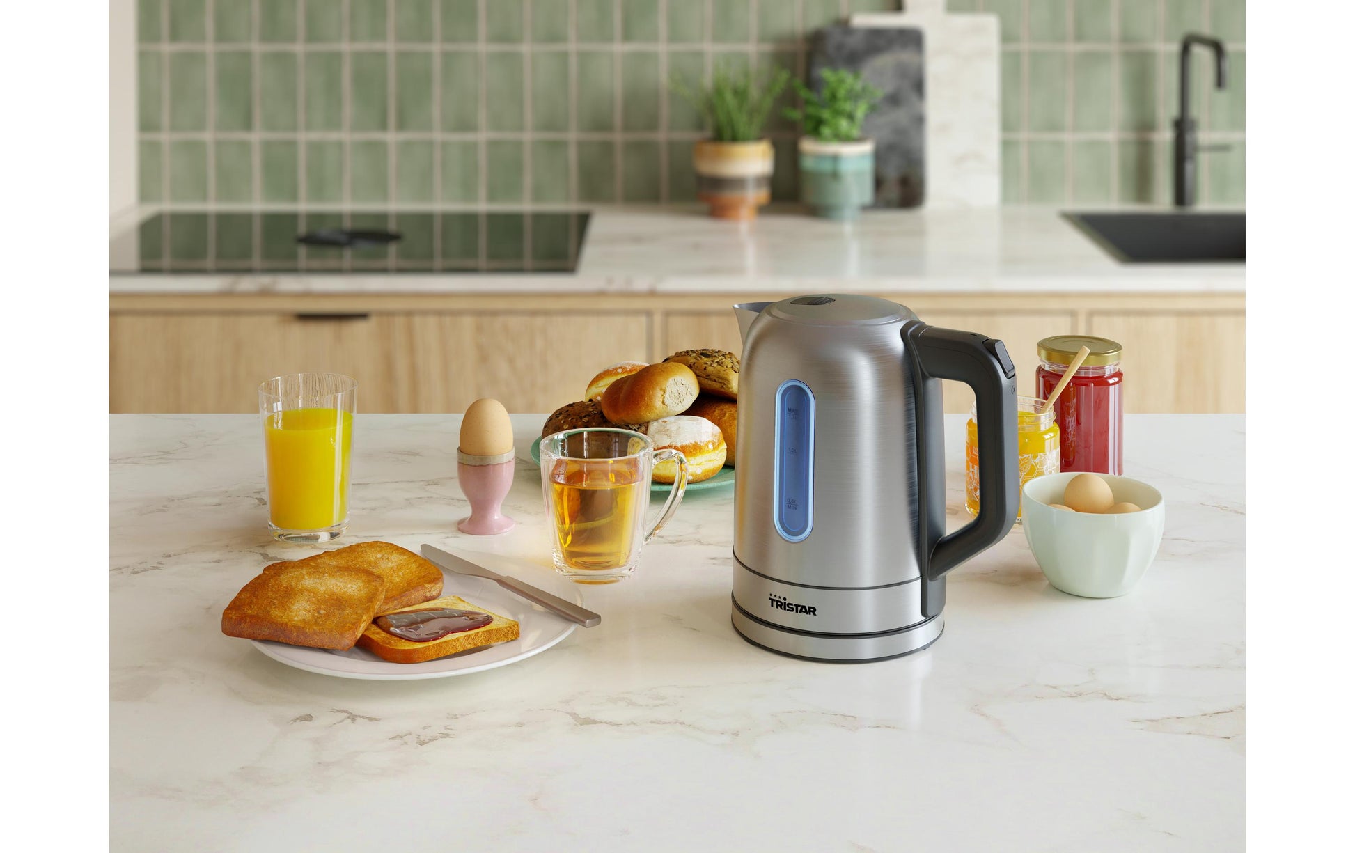 Tristar WK-1344 – Wasserkocher 1,7 l, 2200 W, Edelstahl, Silber