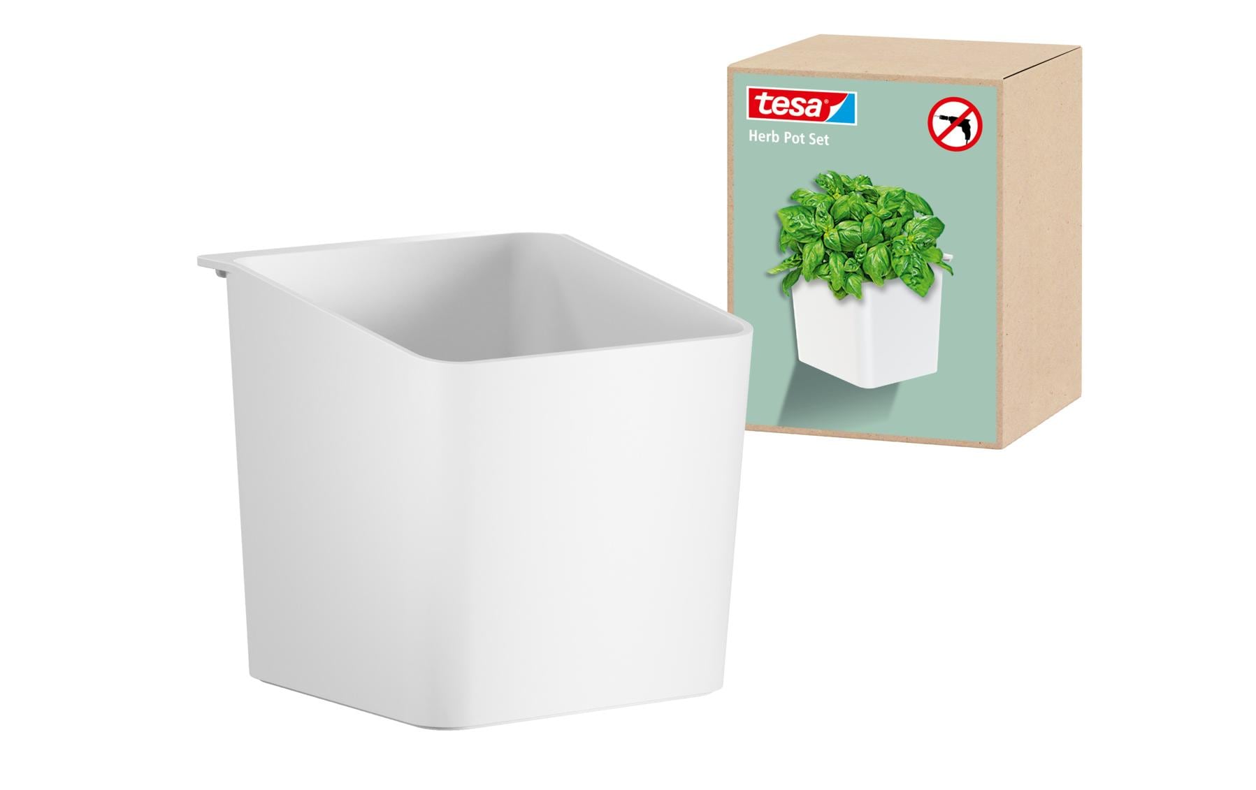 Tesa Kräutertopf – 2,5 l – eckig, mit Wandhalterung – ABS – grau – 13,5 × 13,5 × 14 cm