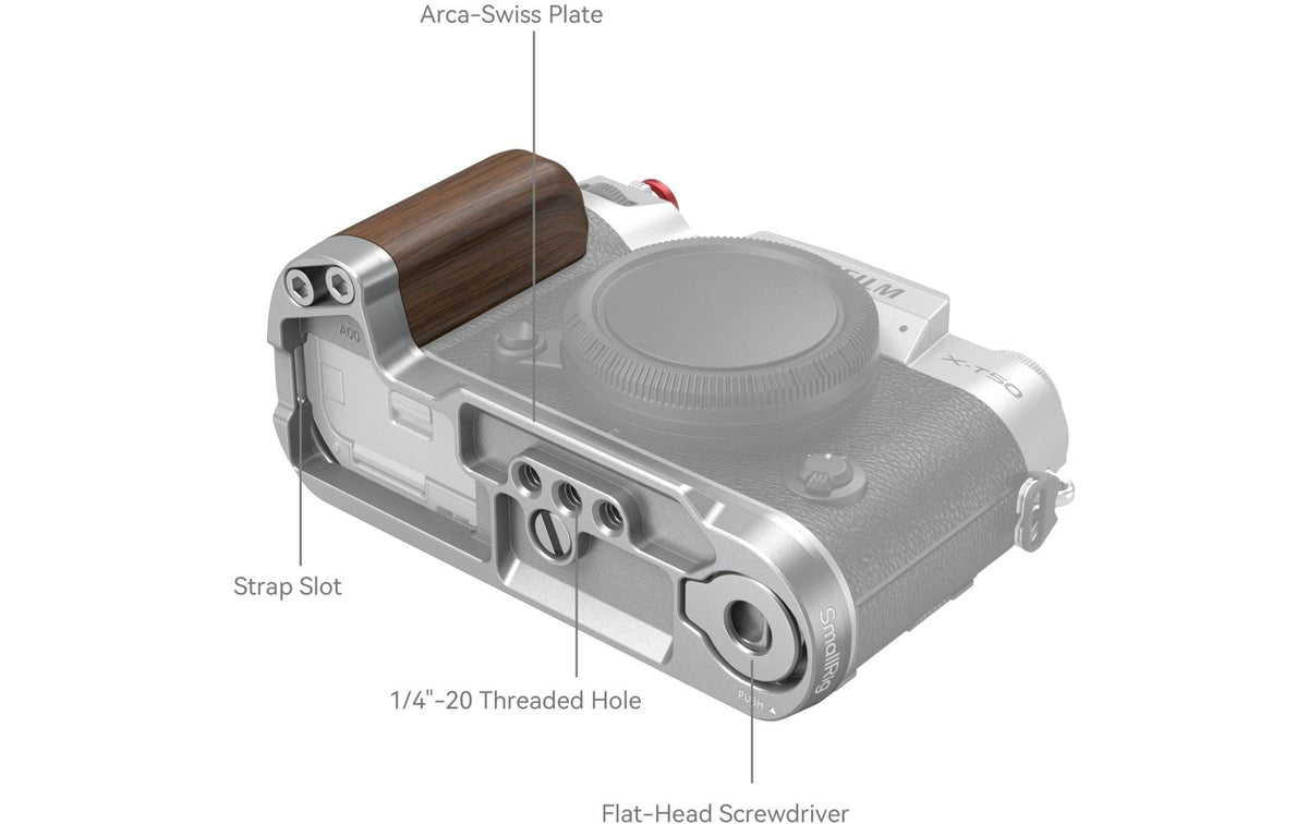 SmallRig 4735 L-Shape-Griff – für Fujifilm X-T50 – Silber/Holz