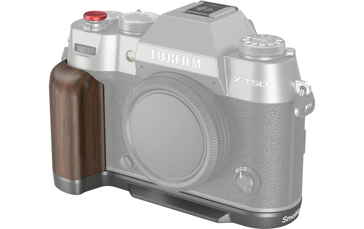 SmallRig 4736 L-Shape-Griff – Aluminium/Holz – für Fujifilm X-T50 – Silbergrau