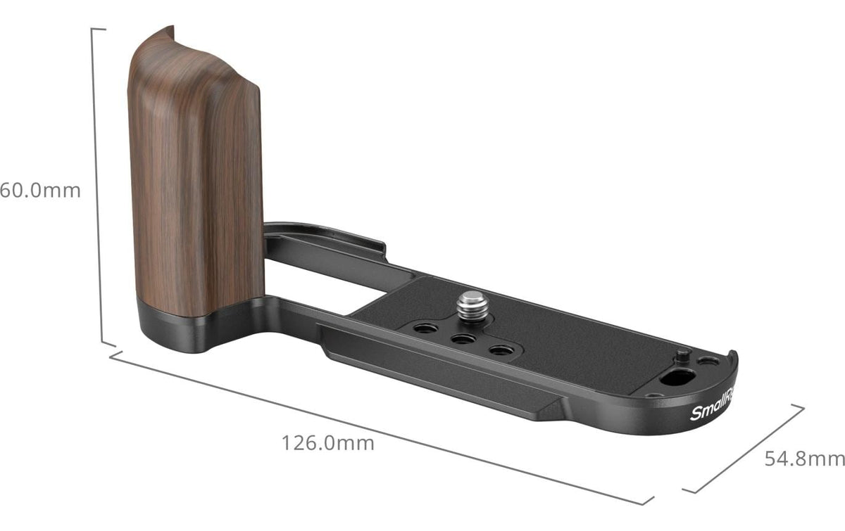 SmallRig 4784 L-Form Griff – Aluminium/Holz, 126 × 60 × 54,8 mm – für Fujifilm X-T50 – Schwarz/Holz