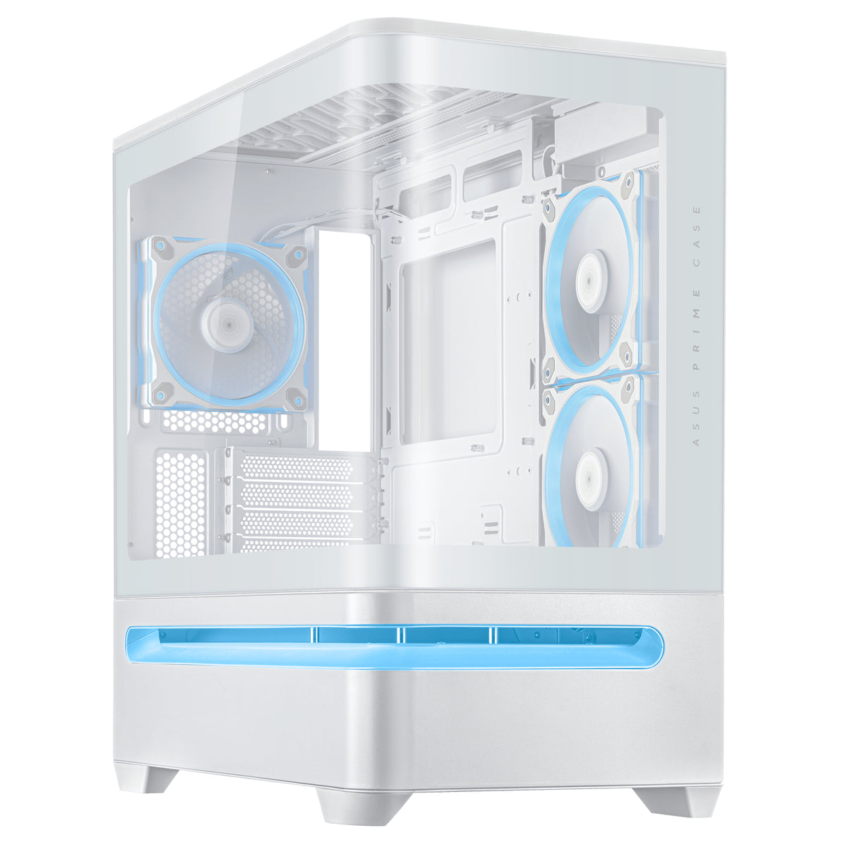 ASUS AP202 PRIME TG – PC-Gehäuse – Mid-Tower – mATX/Mini-ITX, 6× Lüfterplätze, Weiss, Sichtfenster