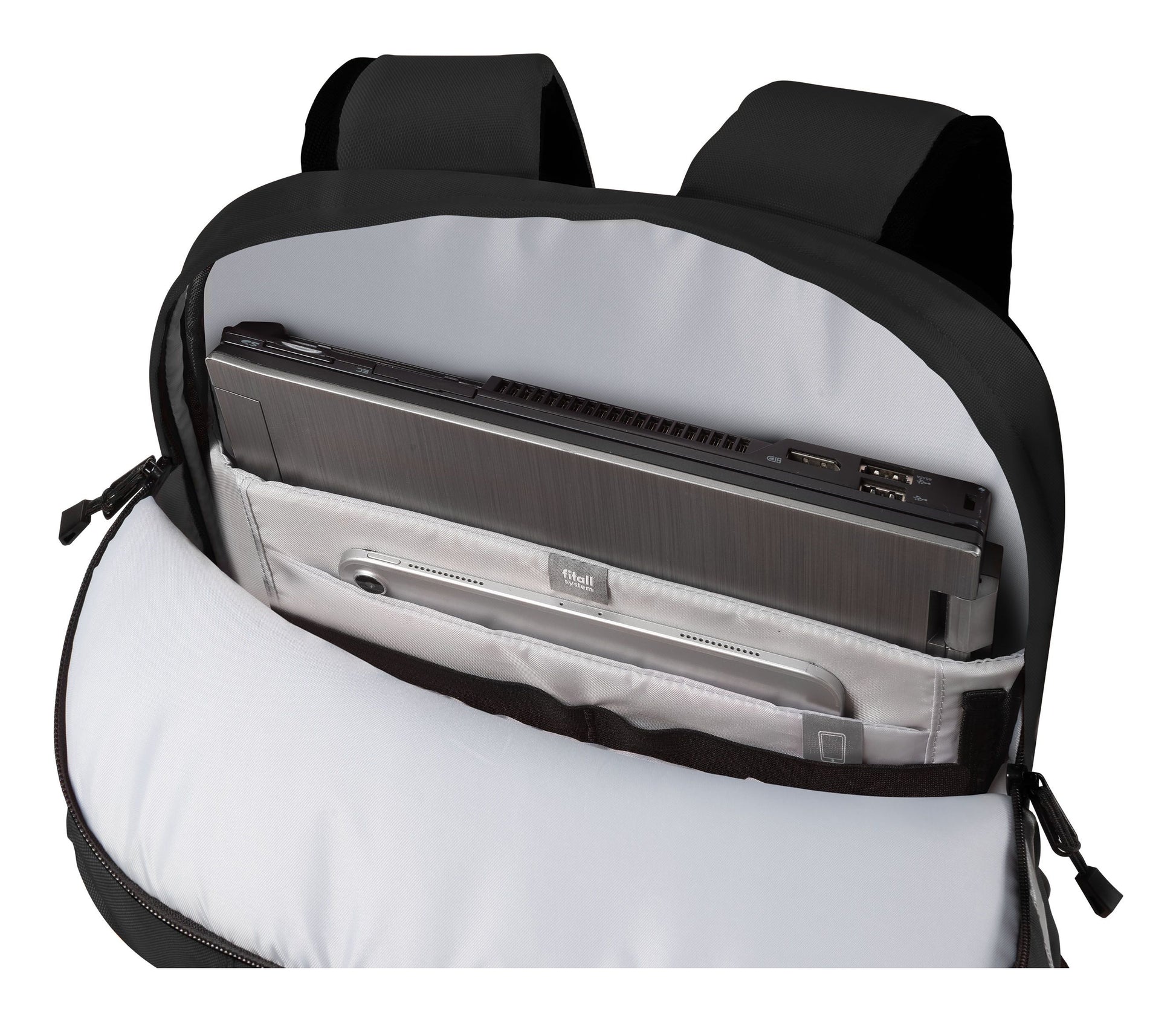 DICOTA REFLECTIVE – Notebook-Rucksack – 32–38 l, rPET (recyceltes PET), schwarz, reflektierend