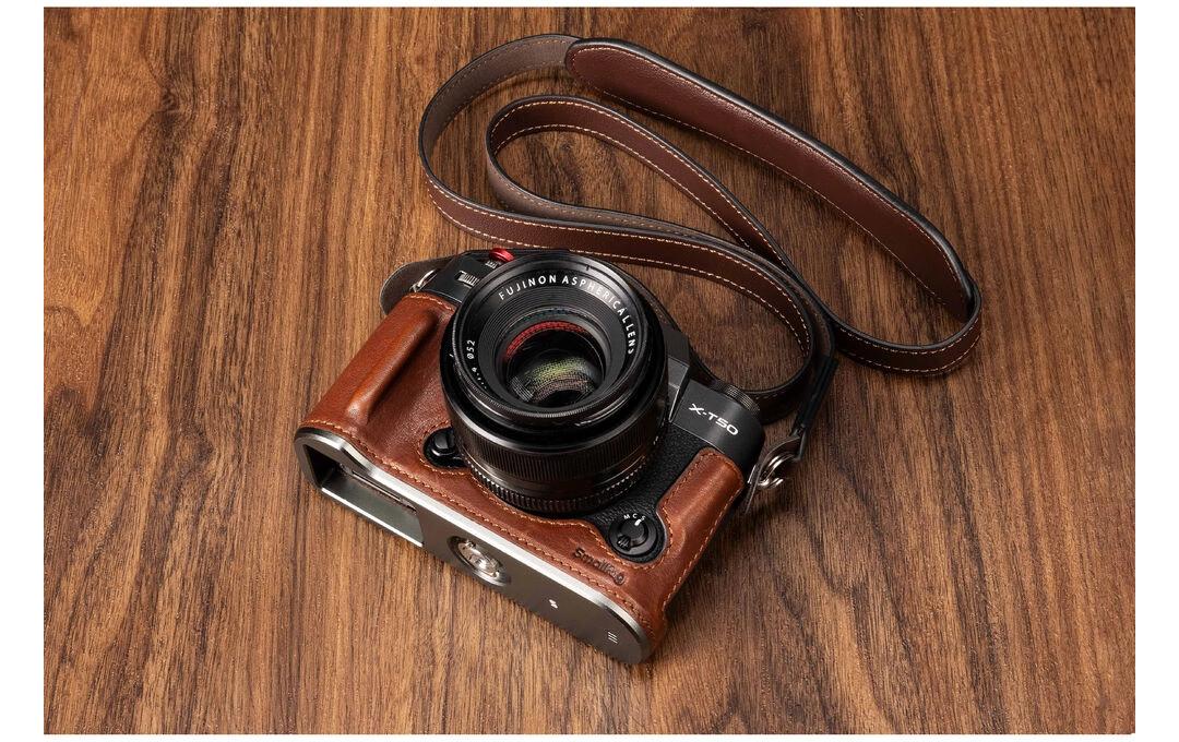 SmallRig 4710 Half Case Kit Kamerahülle – Echtes Leder/PU – für FUJIFILM X-T50 – Braun