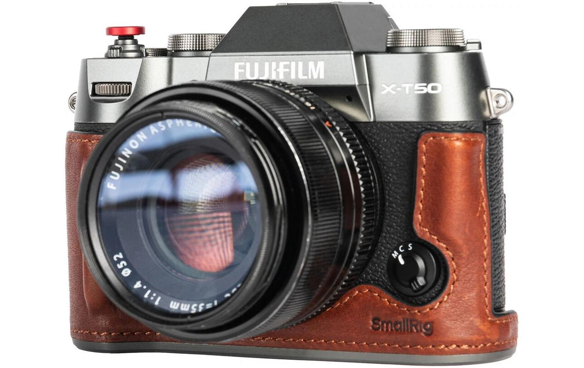 SmallRig 4710 Half Case Kit Kamerahülle – Echtes Leder/PU – für FUJIFILM X-T50 – Braun
