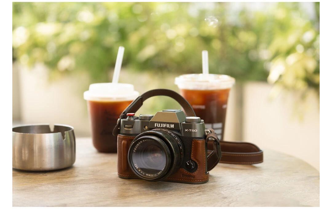SmallRig 4710 Half Case Kit Kamerahülle – Echtes Leder/PU – für FUJIFILM X-T50 – Braun