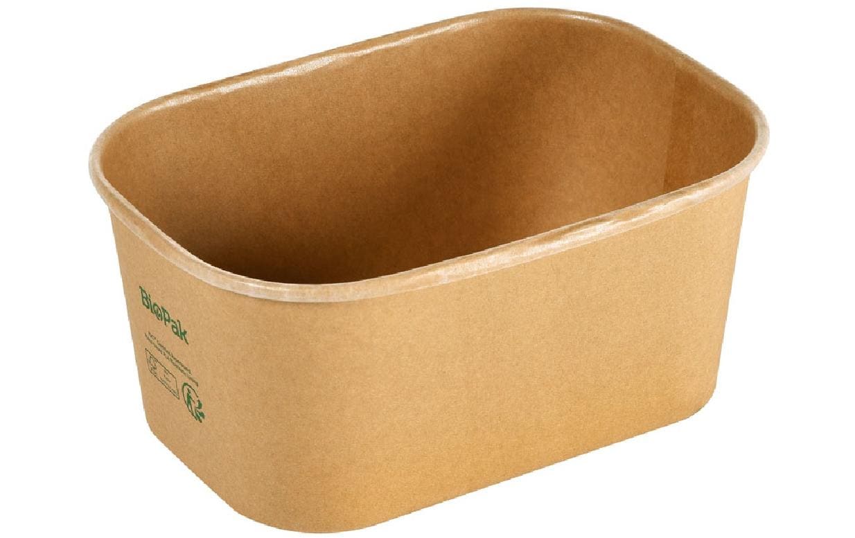 BioPak Take-away-Box, Papier/Karton (PLA-beschichtet) – 1'000 ml 120 × 171 × 77 mm, braun – FSC – 50 Stk.
