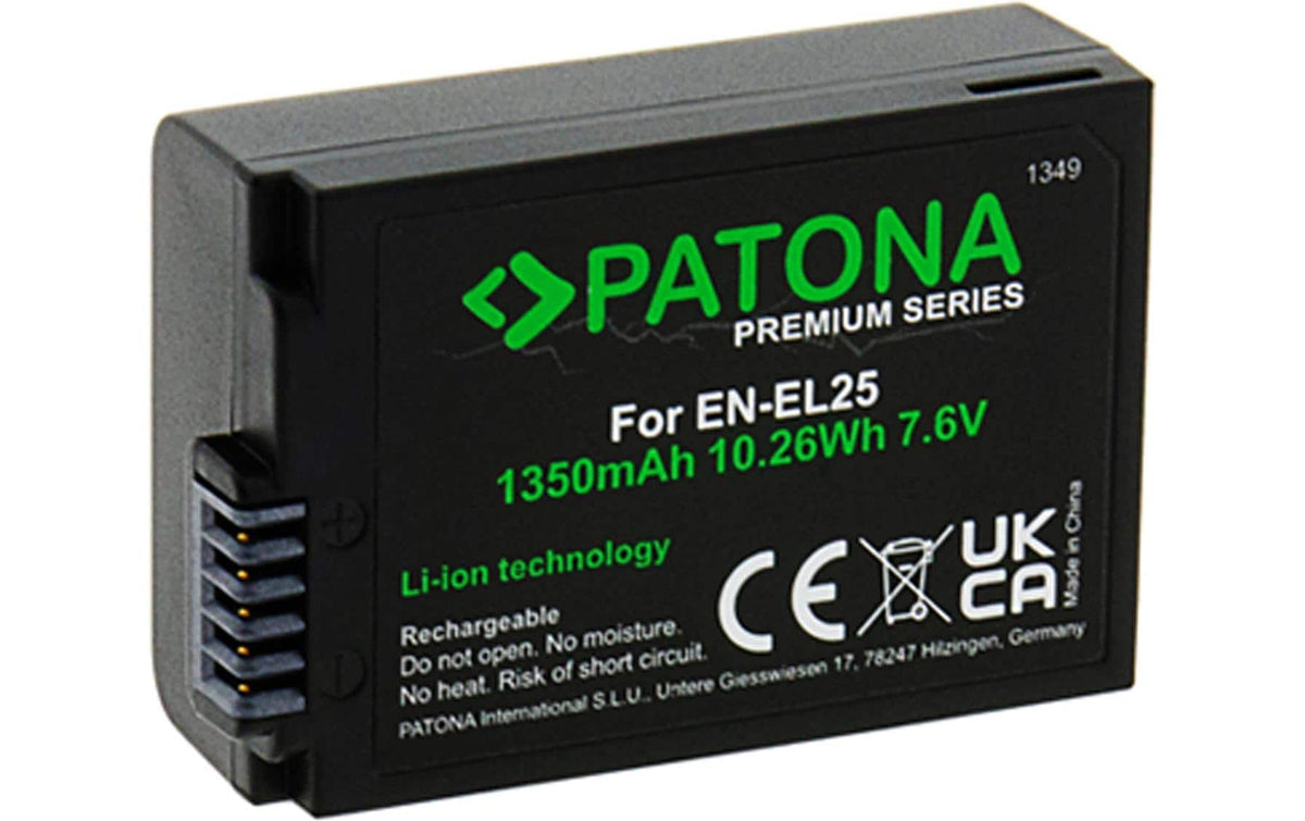 PATONA Premium Akku – 1350 mAh, 7,6 V Li-Ion – für Nikon EN-EL25, Z50, Z fc