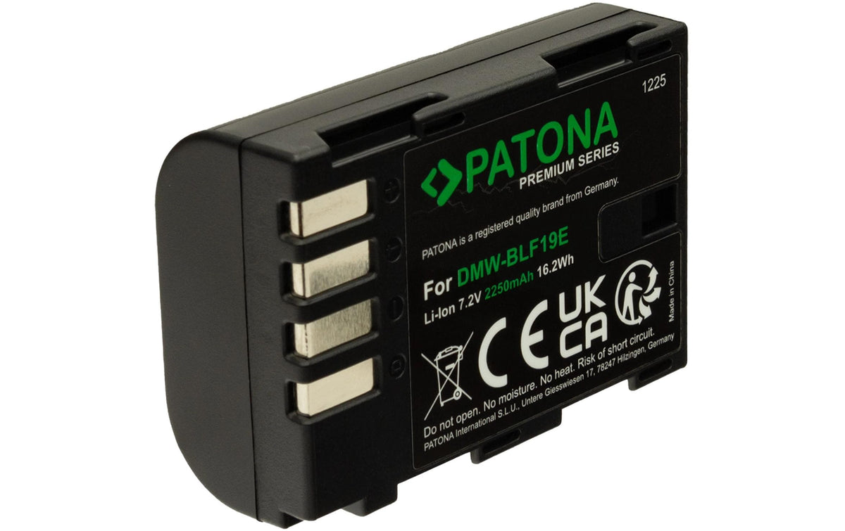 Patona Premium Akku Panasonic DMW-BLF19E – 2250 mAh, 7,2 V – für Panasonic DC-GH5, DMC-GH4, DMC-GH3 und andere