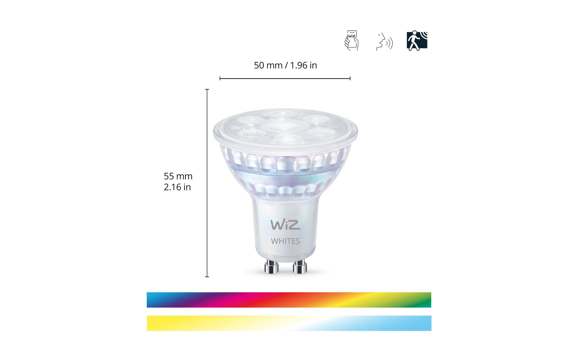 WiZ Smart-Leuchtmittel GU10 – Einstellbares Weiss 2200–6500 K, 345 lm, 4,7 W, WLAN/Bluetooth, Matter – für WiZ