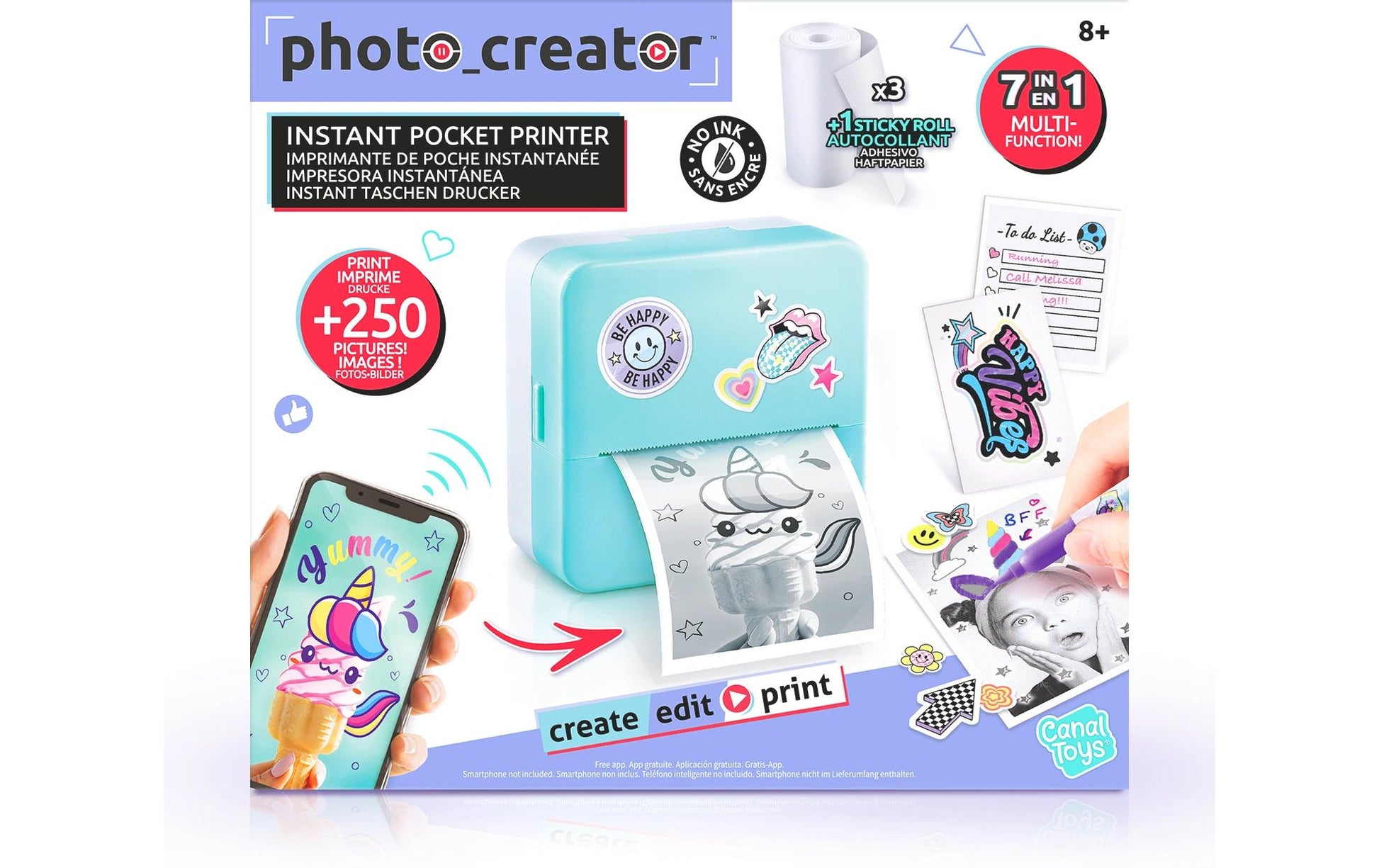 Canal Toys Instant Pocket Printer – Drucker (Spielzeug) – 20 × 18 × 6 cm – ab 8 J. – hellblau