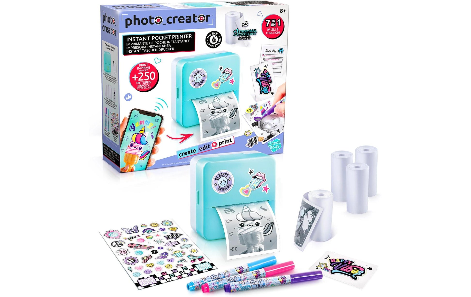 Canal Toys Instant Pocket Printer – Drucker (Spielzeug) – 20 × 18 × 6 cm – ab 8 J. – hellblau