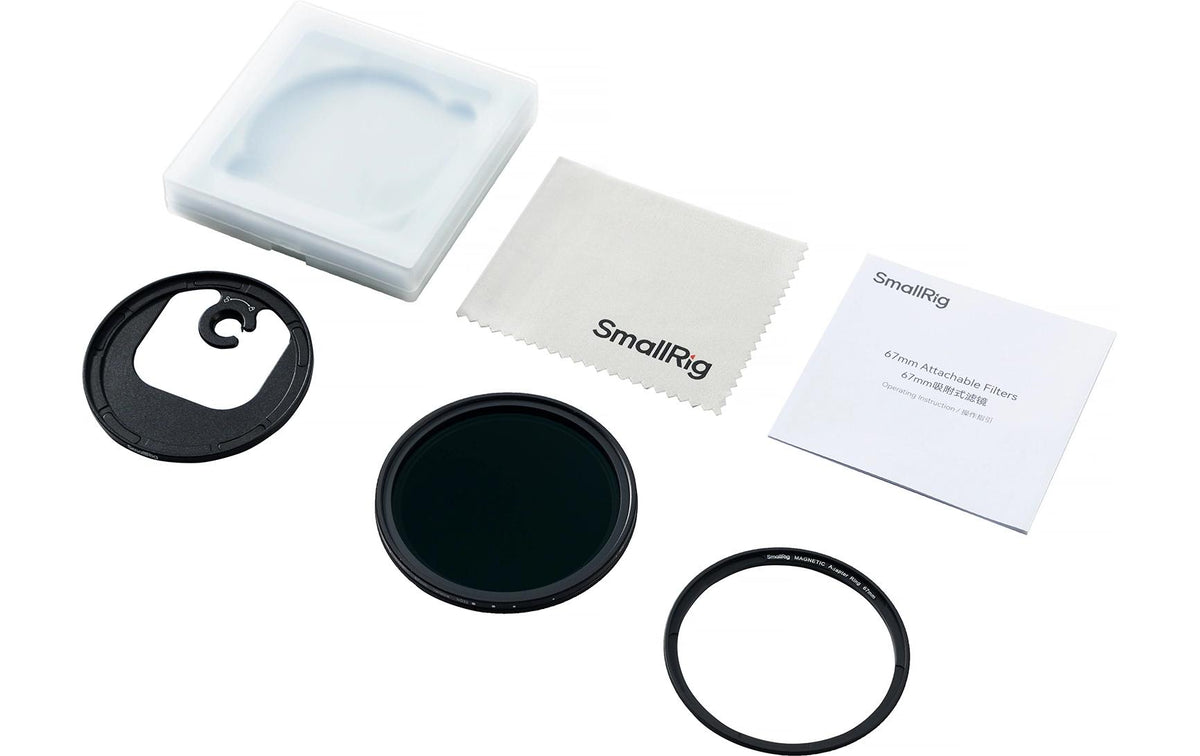 SmallRig Ansteckbares VND Filter Kit ND2-32 – Smartphone-Filter – VND, 67 mm, mit M-Mount-Adapter – Schwarz