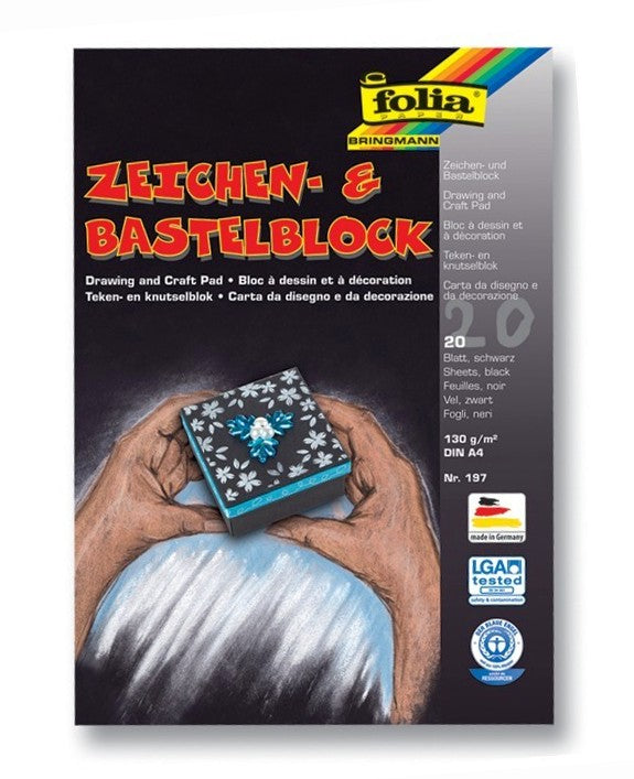 Folia Zeichenpapier, Papier, 29,7 × 42 cm, Schwarz, 10 Blatt