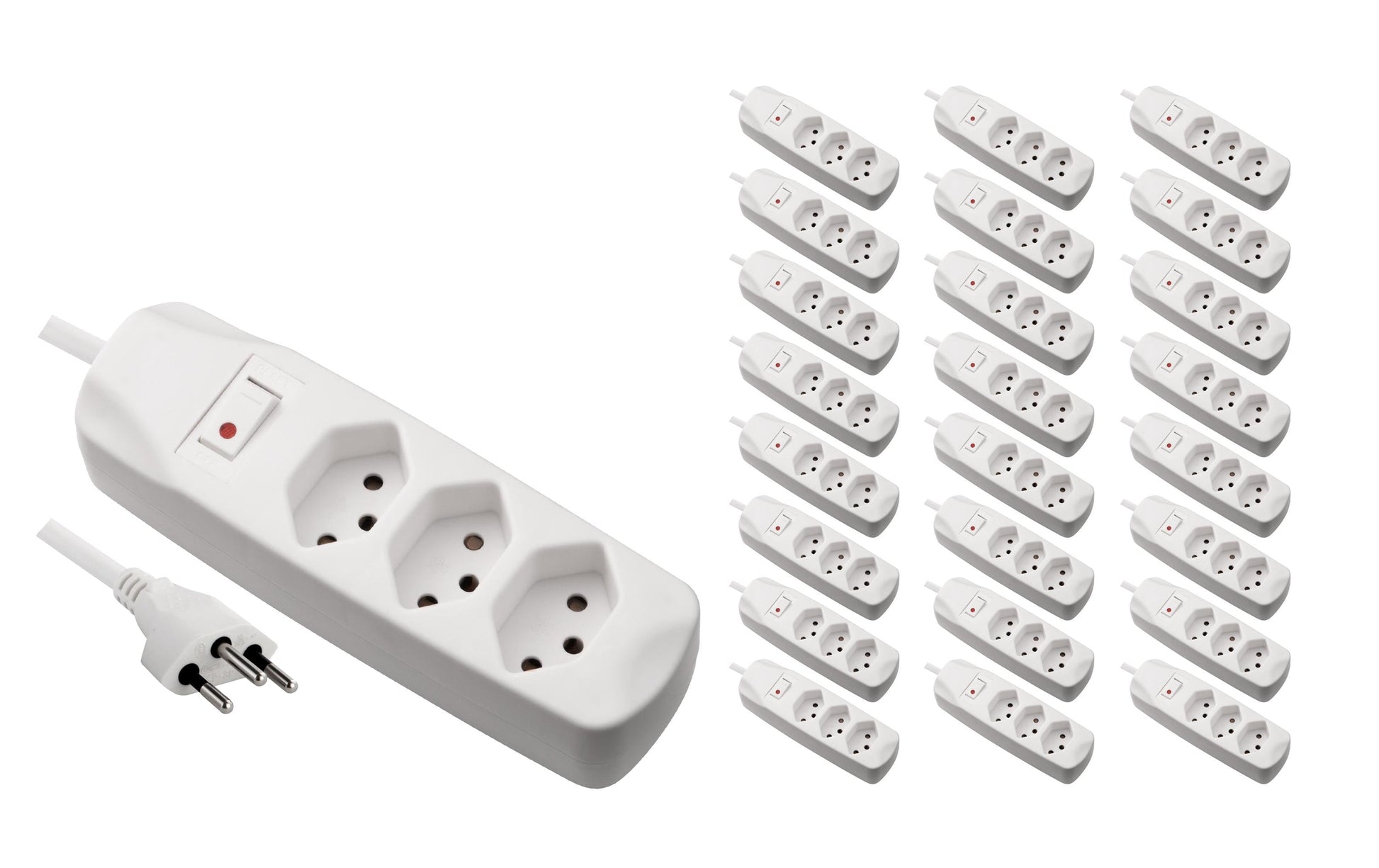 FURBER.power Standard Steckdosenleiste, 3×T13, mit Schalter, 1,5 m, Eingang T12 – weiss