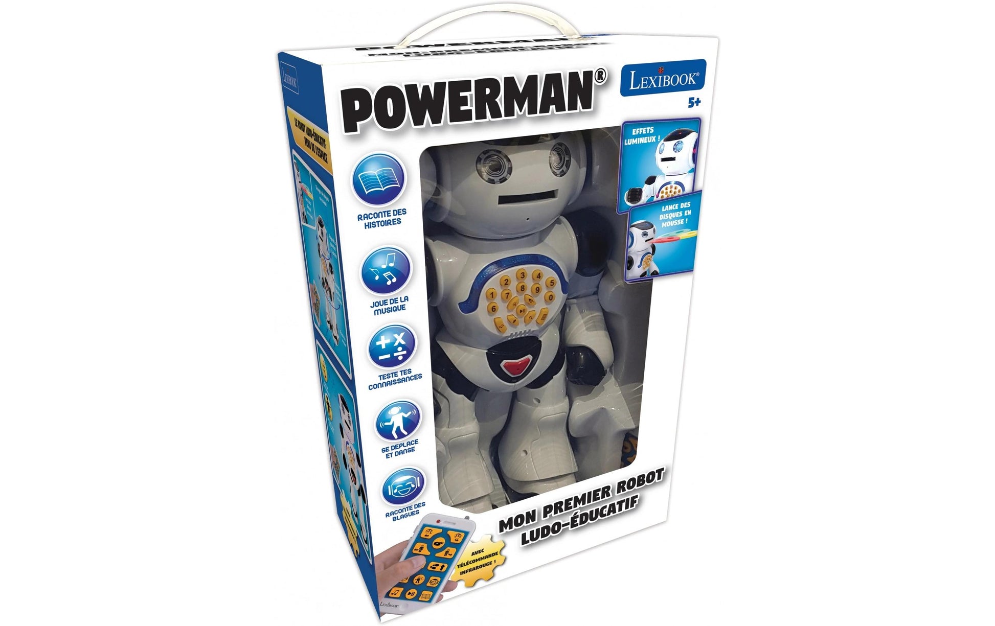 Lexibook Bildungsfördernder Roboter – Powerman, Sprachfunktion, Geräuschefunktion, Französisch, ab 4 Jahren