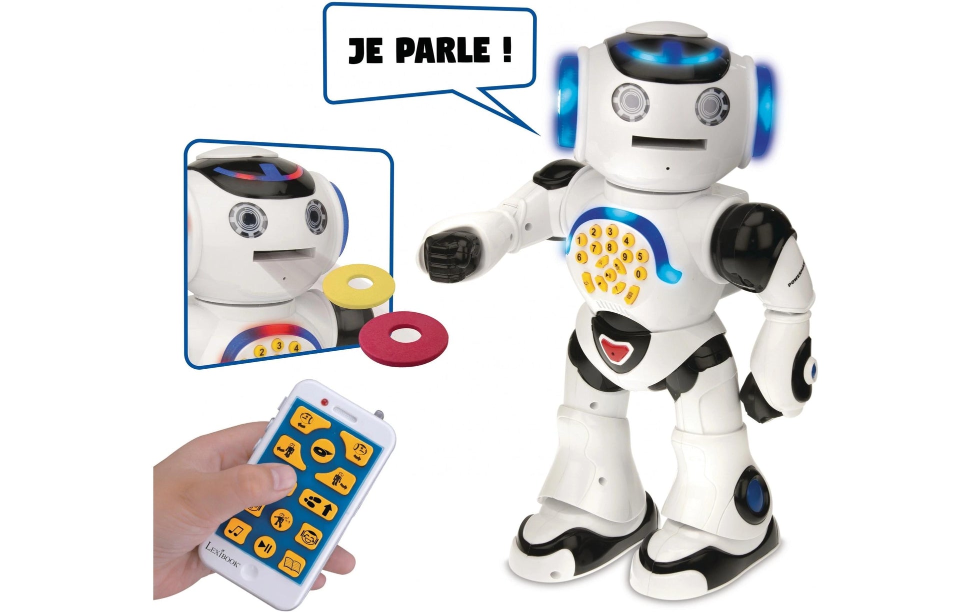 Lexibook Bildungsfördernder Roboter – Powerman, Sprachfunktion, Geräuschefunktion, Französisch, ab 4 Jahren