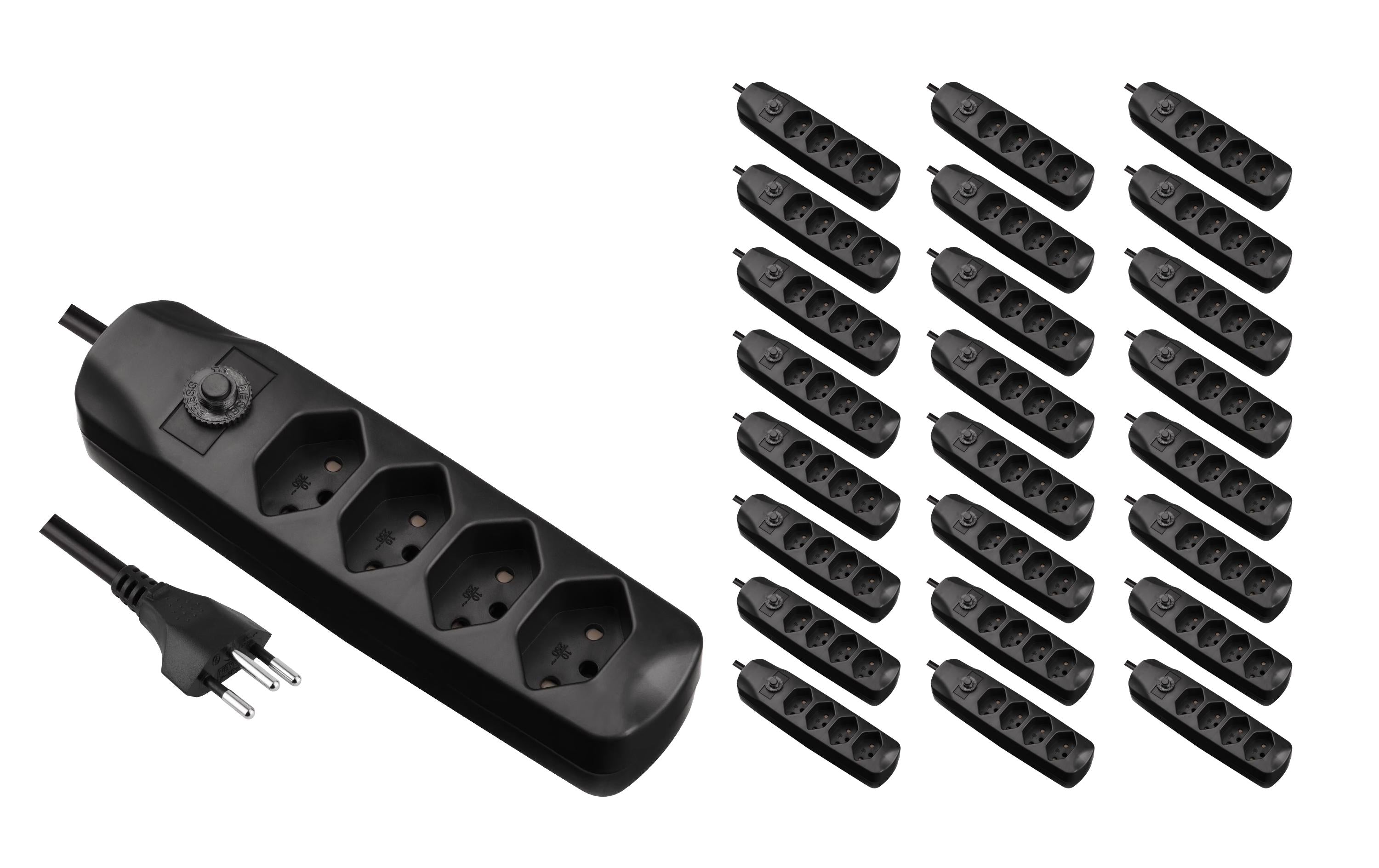 FURBER.power KIT25 – Steckdosenleiste, 4× T13 Steckdosen, ohne Schalter, 1,5 m, T12 Stecker, mit Kinderschutz