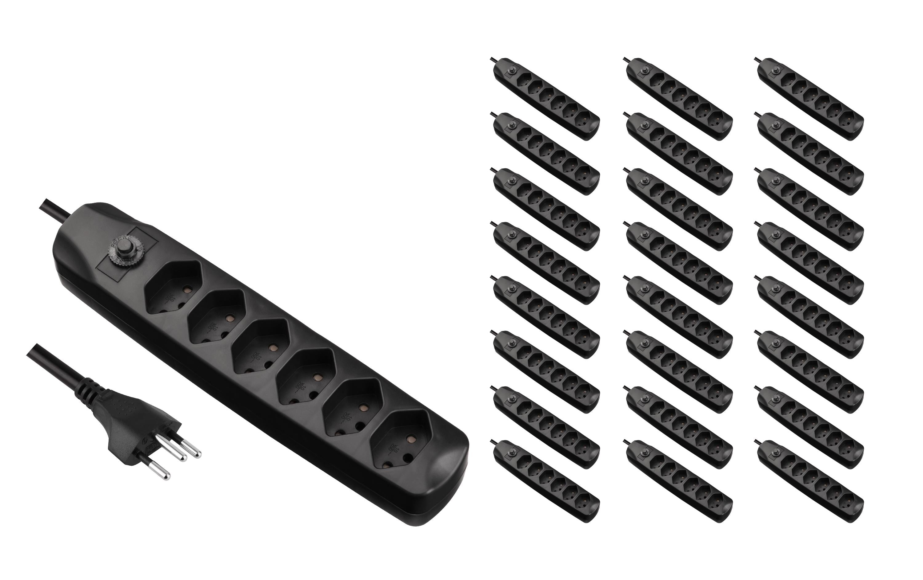 FURBER.power Steckdosenleiste – 6× T13, 1,5 m, ohne Schalter, schwarz