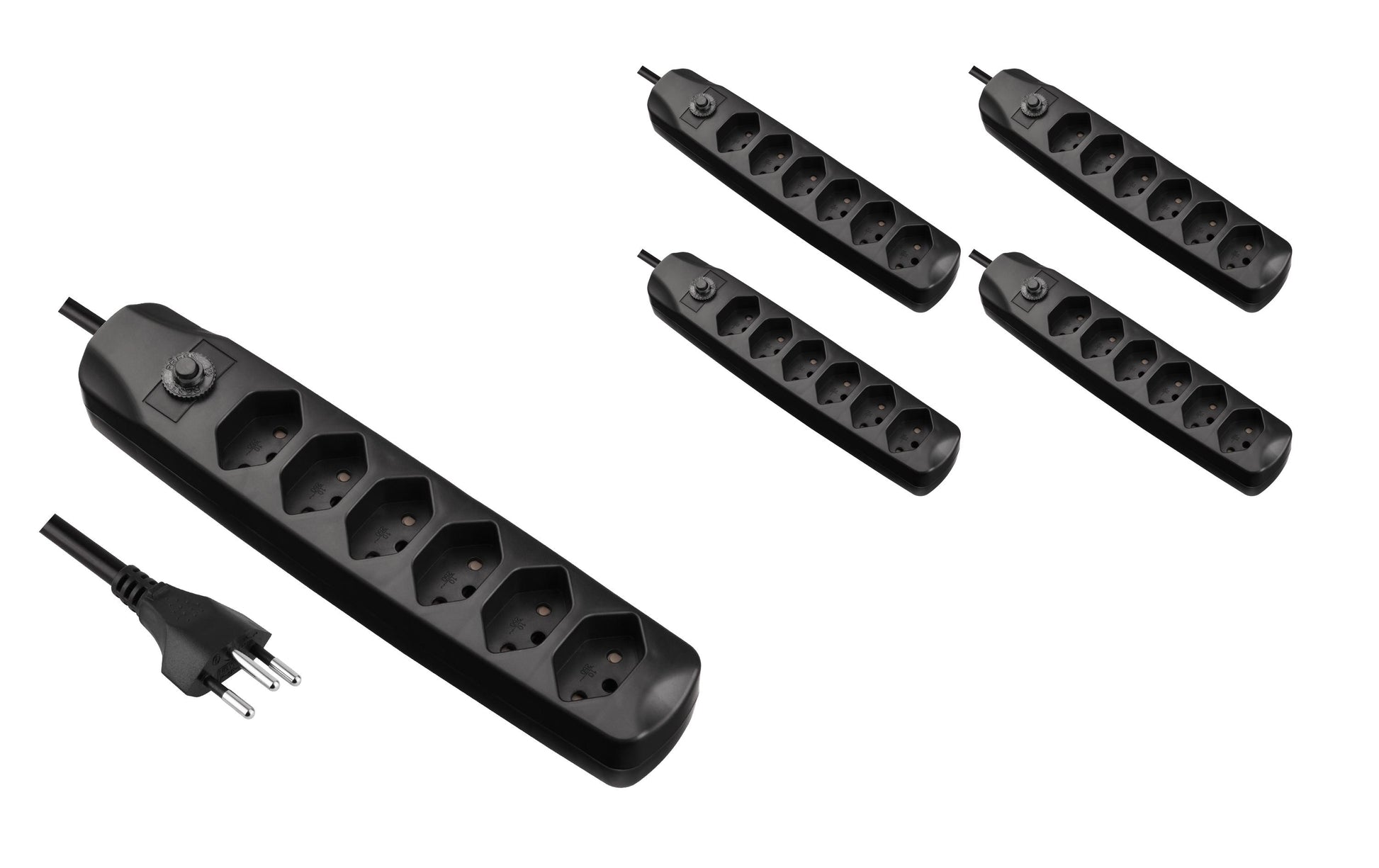 FURBER.power Steckdosenleiste – 6× T13, 1,5 m, ohne Schalter, mit Kinderschutz, schwarz
