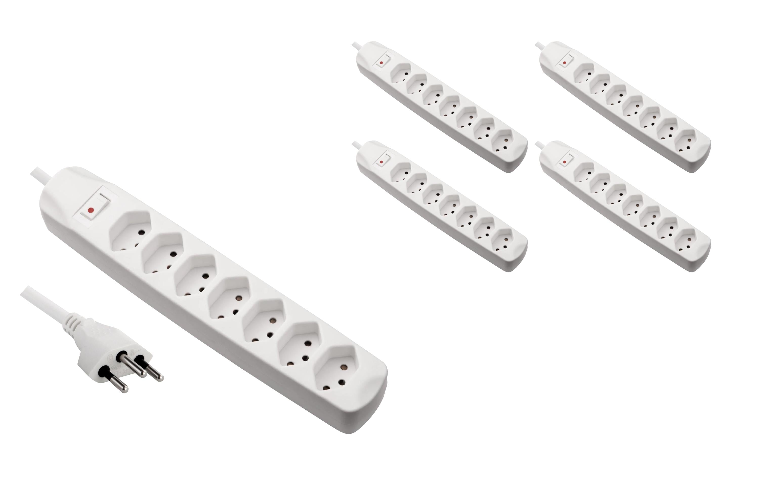 FURBER.power KIT5 – Steckdosenleiste, 7× T13, mit Schalter, 1,5 m, Stecker T12