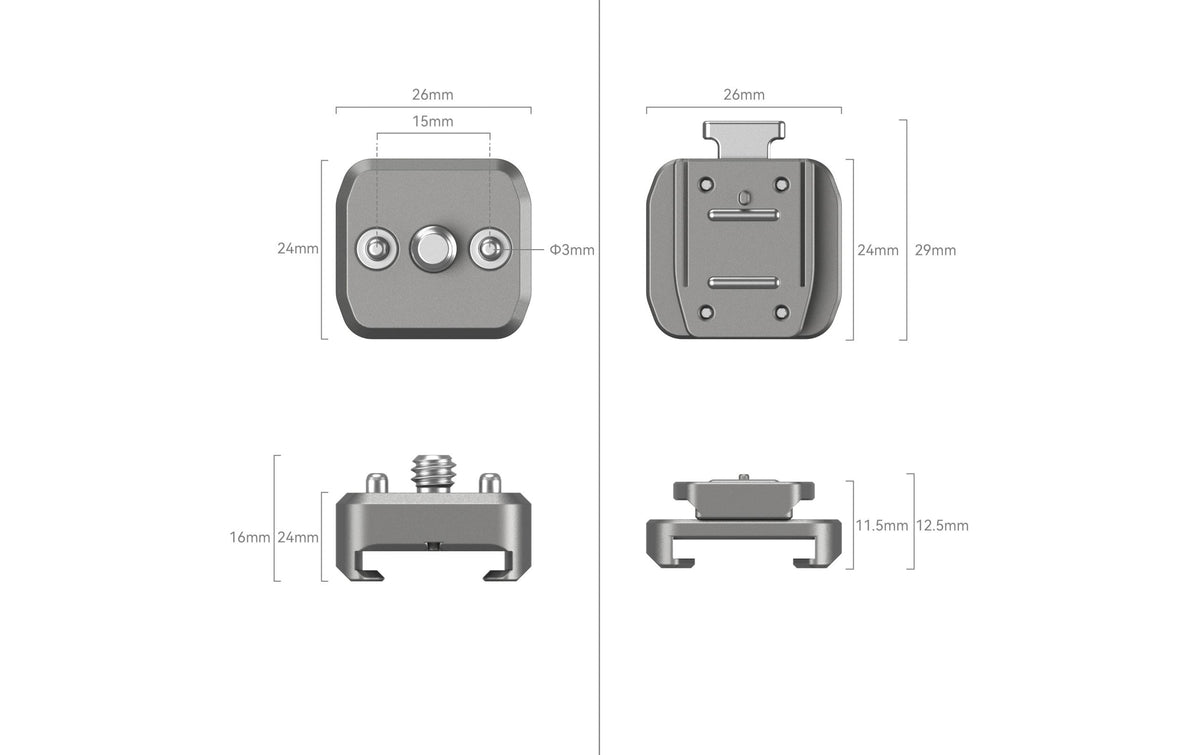 SmallRig HawkLock H18 – Schnellwechseladapter mit Cold-Shoe – Aluminium/Edelstahl, Grau – 26 × 24,3 × 29 mm