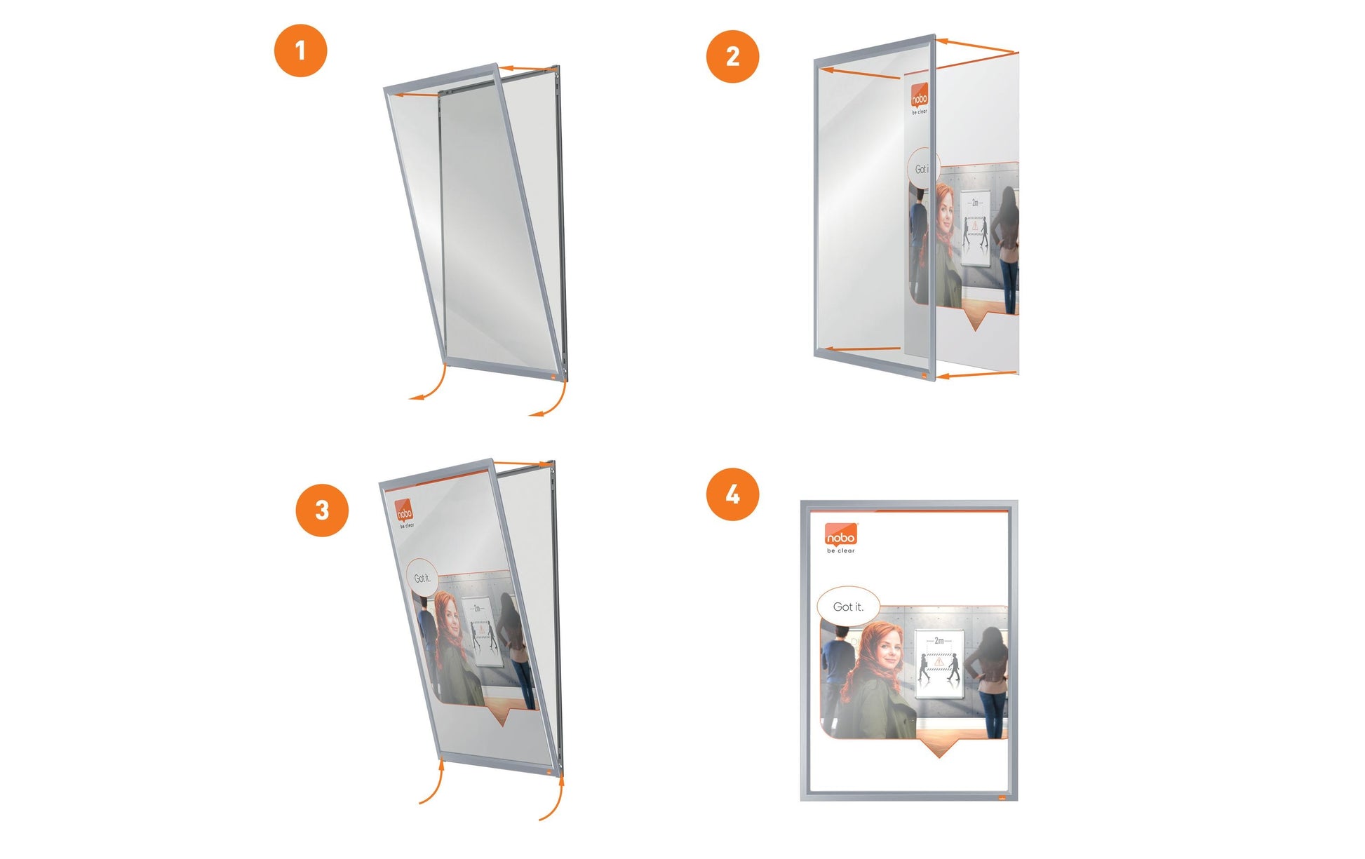 Nobo Impression Pro Plakatrahmen – für A3 – Klapprahmen – Weiss – Aluminium – 339×463×17 mm