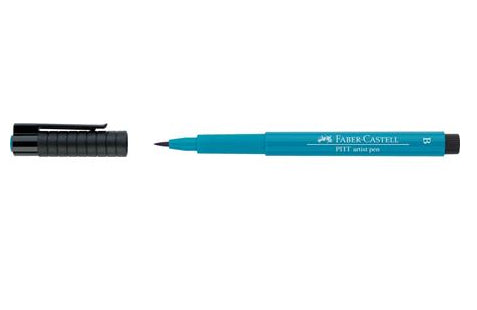Faber-Castell Pitt Artist Pen Pinselstift – Pinselspitze, 2,5 mm, pigmentiert, wasserfest, Kobalttürkis