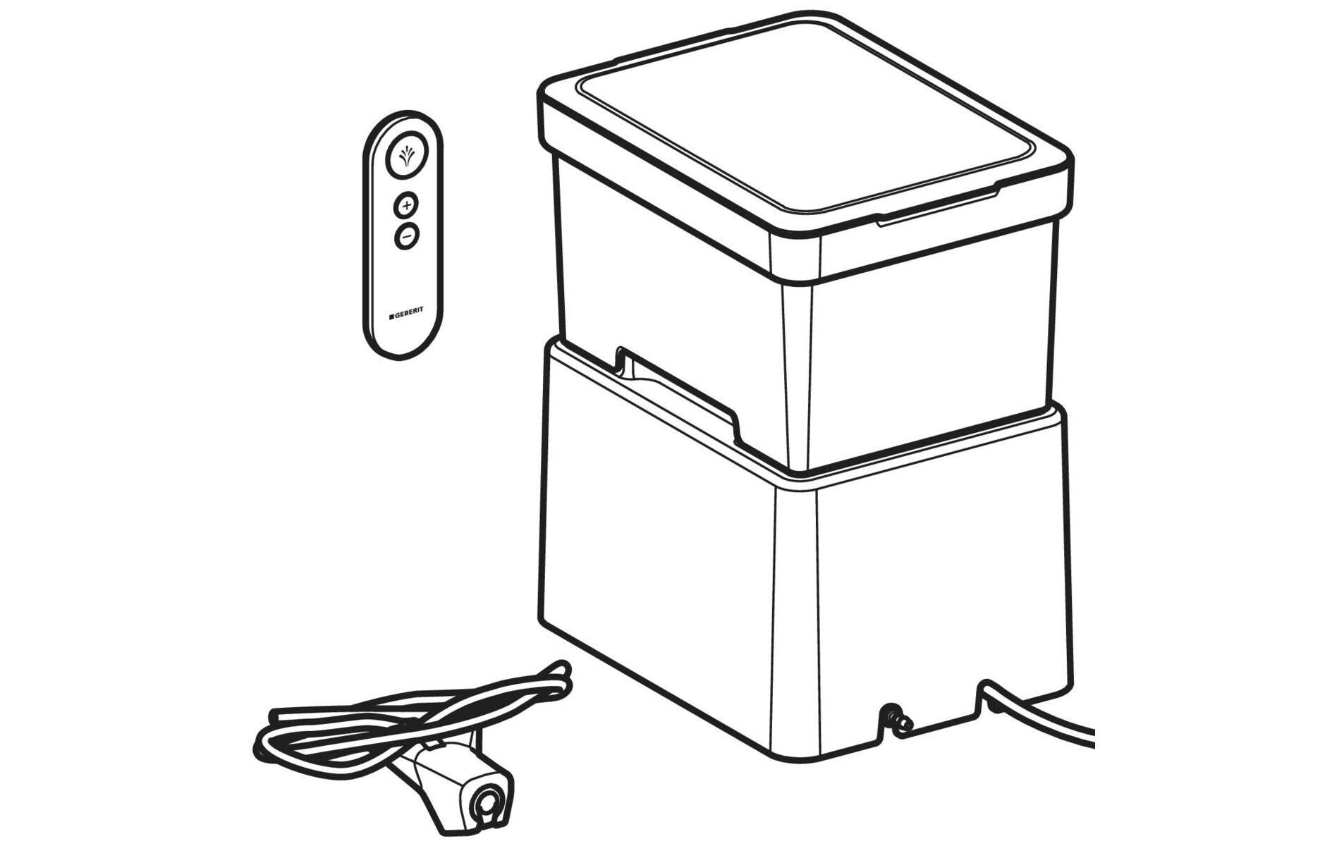 Geberit WC-Beistellgerät – Kunststoff, schwarz, 26 × 18 × 30 cm