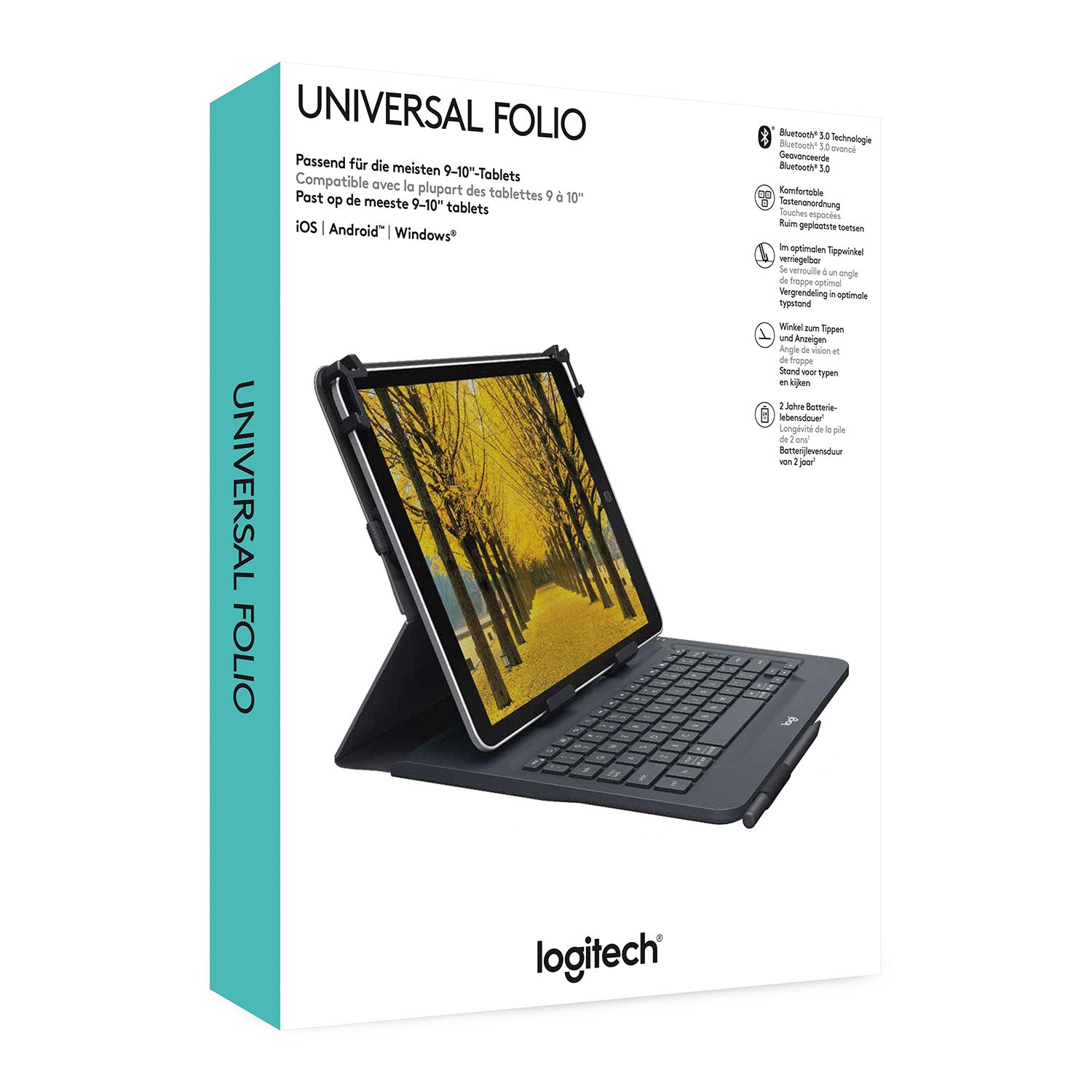 Logitech Tastatur-Case für Tablets 9–10" – Bluetooth, QWERTY (ES), spritzwassergeschützt – Schwarz
