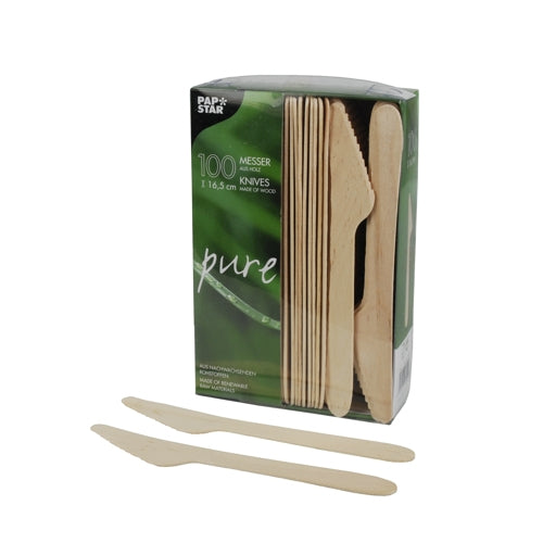 Papstar Holzmesser, 16,5 cm, natur – 100 Stk.