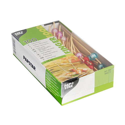 Papstar Fingerfood-Spies Pearl, Bambus, 12 cm, mehrfarbig – 100 Stk.