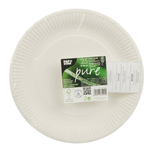 Papstar Teller Pure, Papier/Karton – Ø 26 cm – FSC – 25 Stk.