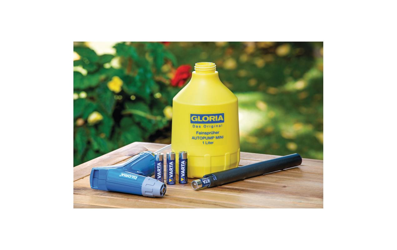 Gloria Sprühflasche AutoPump Mini – 1 l – gelb/hellblau