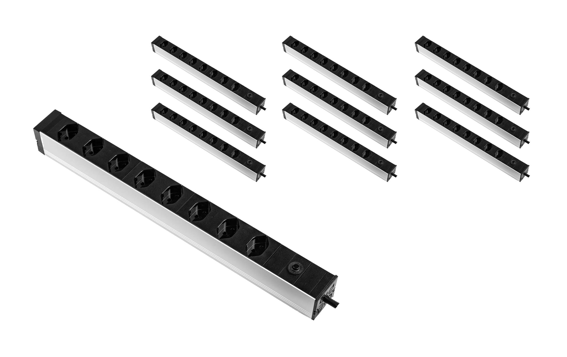 FURBER.power 19" Rack-PDU – 8× T13, T12–T13, 3 m, mit Schalter, Überstromschutz, schwarz