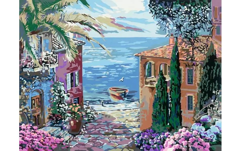Ravensburger CreArt – Malen-nach-Zahlen-Set – Mediterrane Landschaft – ab 14 Jahren