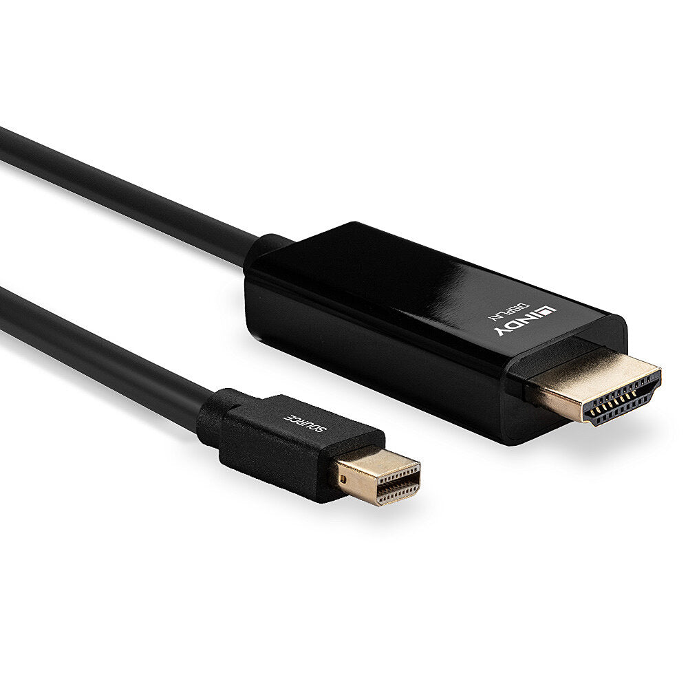 Lindy Mini DisplayPort (Stecker) auf HDMI (Stecker) Adapter, 4K@30 Hz, 1 m, passiv