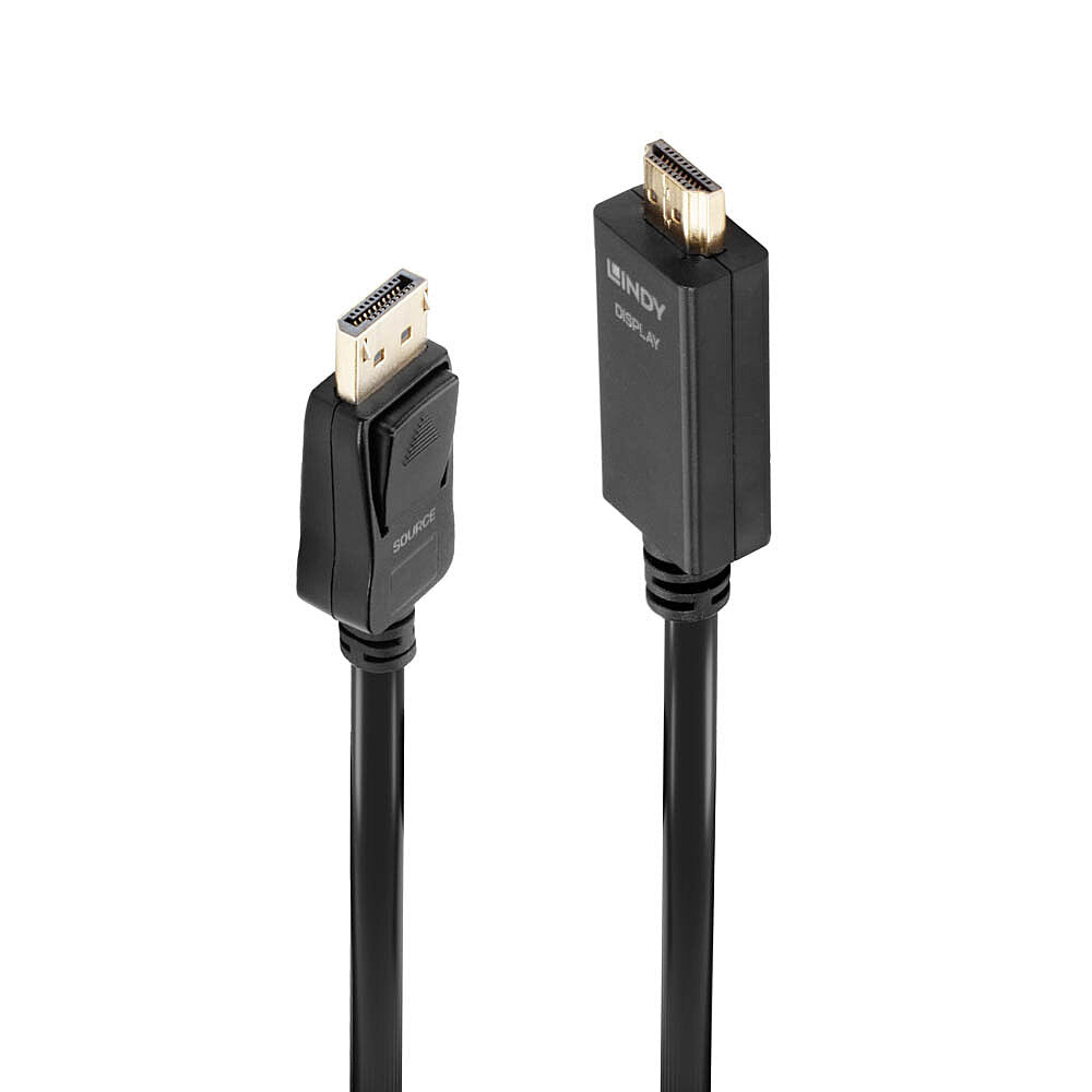 Lindy DisplayPort (Stecker) auf HDMI (Stecker) Adapter, DP 1.2, 4K@30 Hz, 1 m, passiv