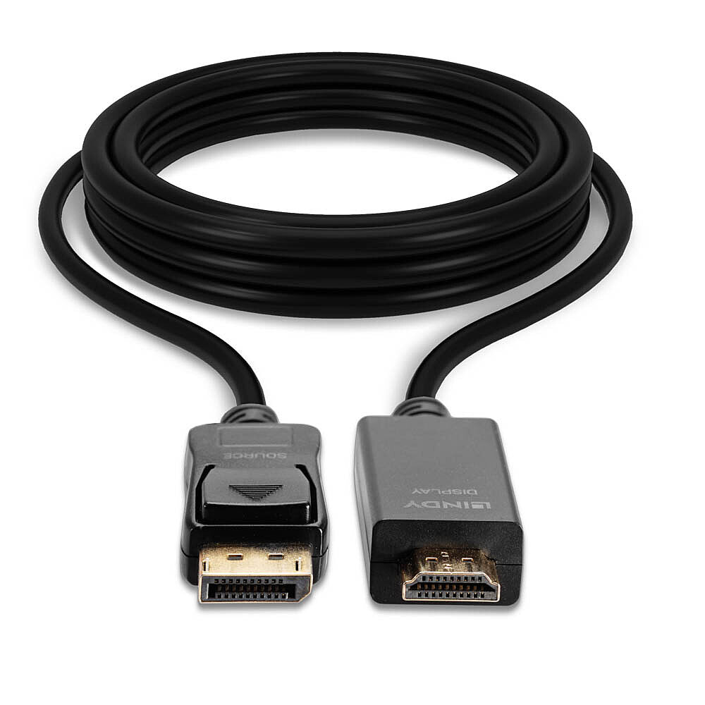 Lindy DisplayPort (Stecker) auf HDMI (Stecker) Adapter, DP 1.2, 4K@30 Hz, 50 cm, Passiv