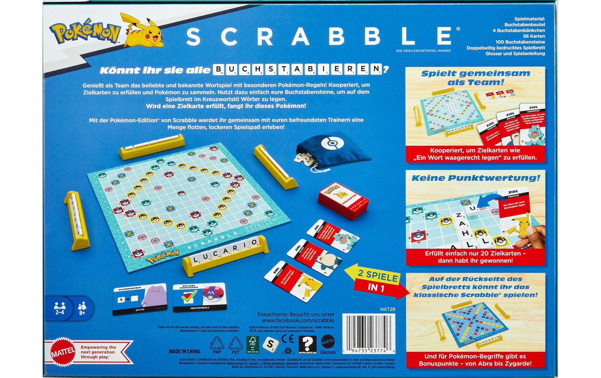Mattel Scrabble Pokémon – Brettspiel, 2–4 Spieler, ab 8 Jahren, 25 Min., FR
