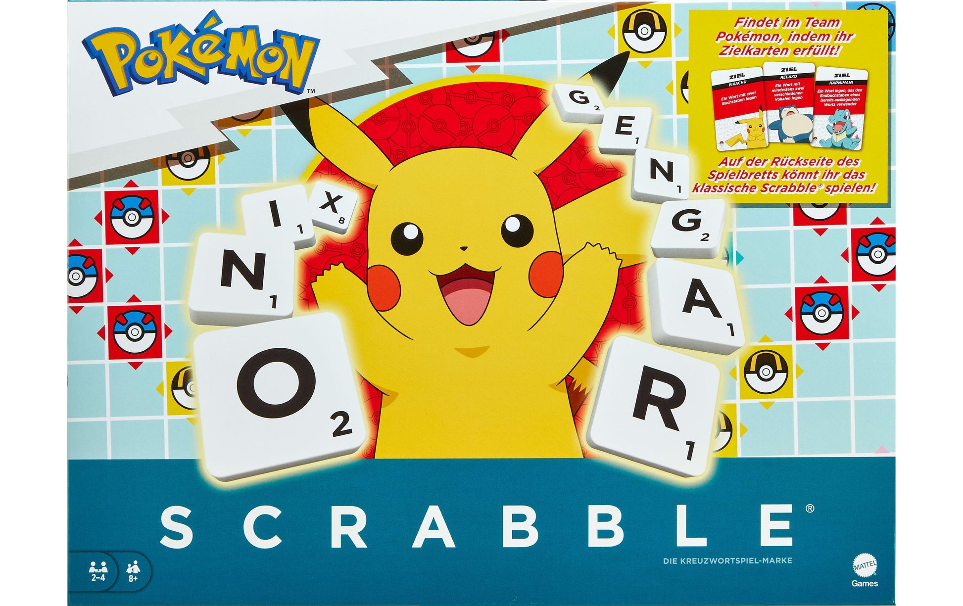 Mattel Scrabble Pokémon – Brettspiel, 2–4 Spieler, ab 8 Jahren, 25 Min., FR