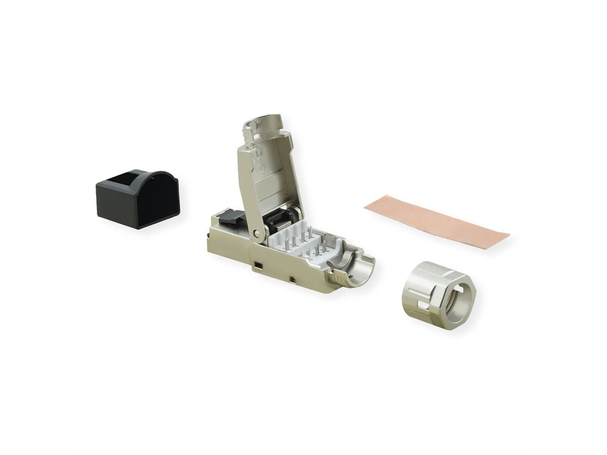 VALUE RJ-45-Stecker – Cat8.1 (Klasse I), feldkonfektionierbar, geschirmt, silber, für AWG 22–26, 5,0–8,5 mm