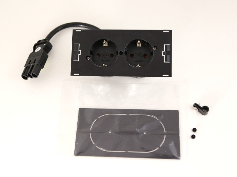 Bachmann DUE Einbausteckdosenleiste, 2×Schuko (Typ F), Einbau, Eingang Wieland GST18i3, 0,2 m – Schwarz