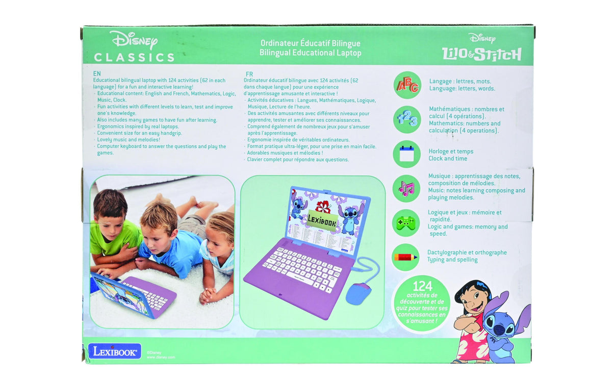 Lexibook Kinder-Laptop – Stitch, 124 Aktivitäten, ab 4 Jahren, Deutsch, Englisch