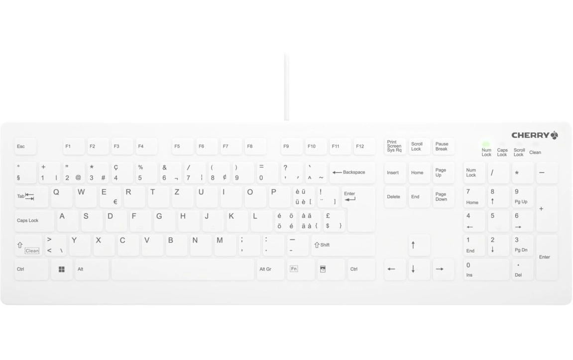 CHERRY AK-C8112 – Tastatur, kabelgebunden (USB-A), CH-Layout (DE-CH), Fullsize (mit Ziffernblock), Scherenmechanik