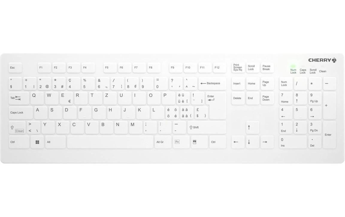 CHERRY AK-C8112 – Tastatur, kabellos (2,4 GHz), CH-Layout (DE-CH), Fullsize (mit Ziffernblock), Scherenmechanik