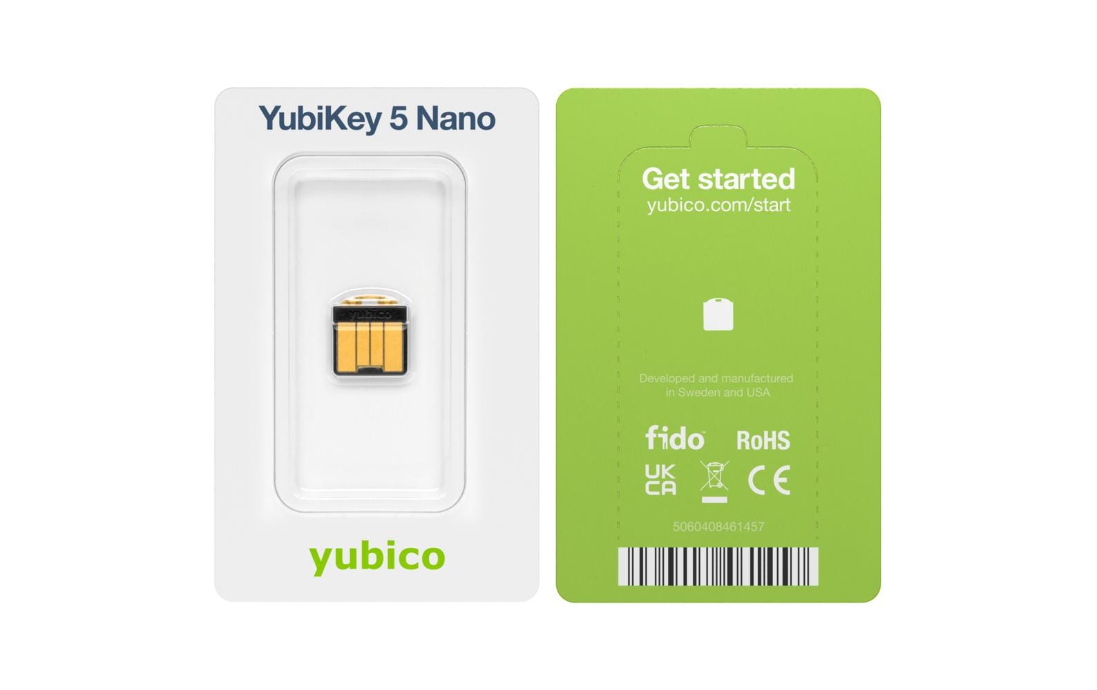 Yubico USB-Adapter USB-A – FIDO 2, U2F zertifiziert – Schwarz/Gold – für Windows, Mac OS, Linux