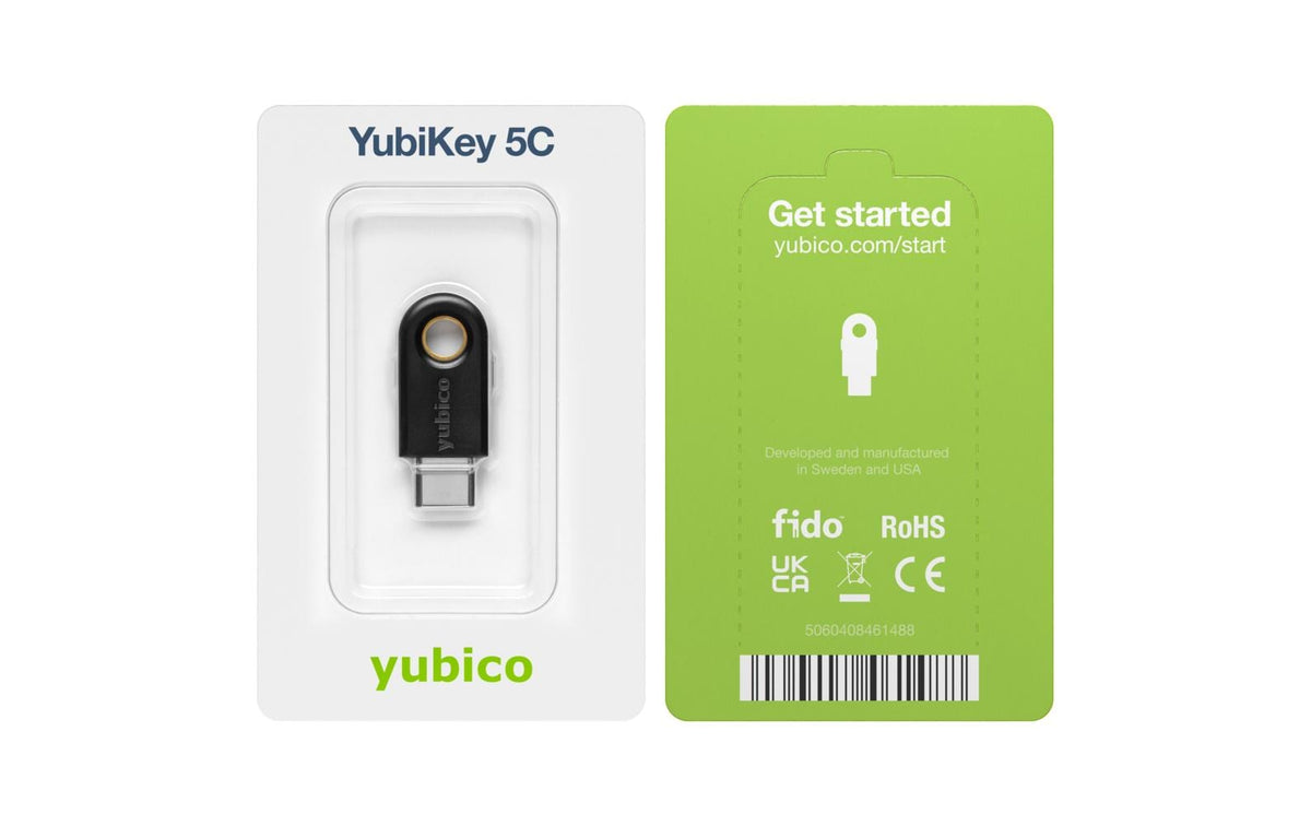 Yubico FIDO-HID-Gerät YubiKey 5C – für Windows, Mac OS, Linux, schwarz, IP68