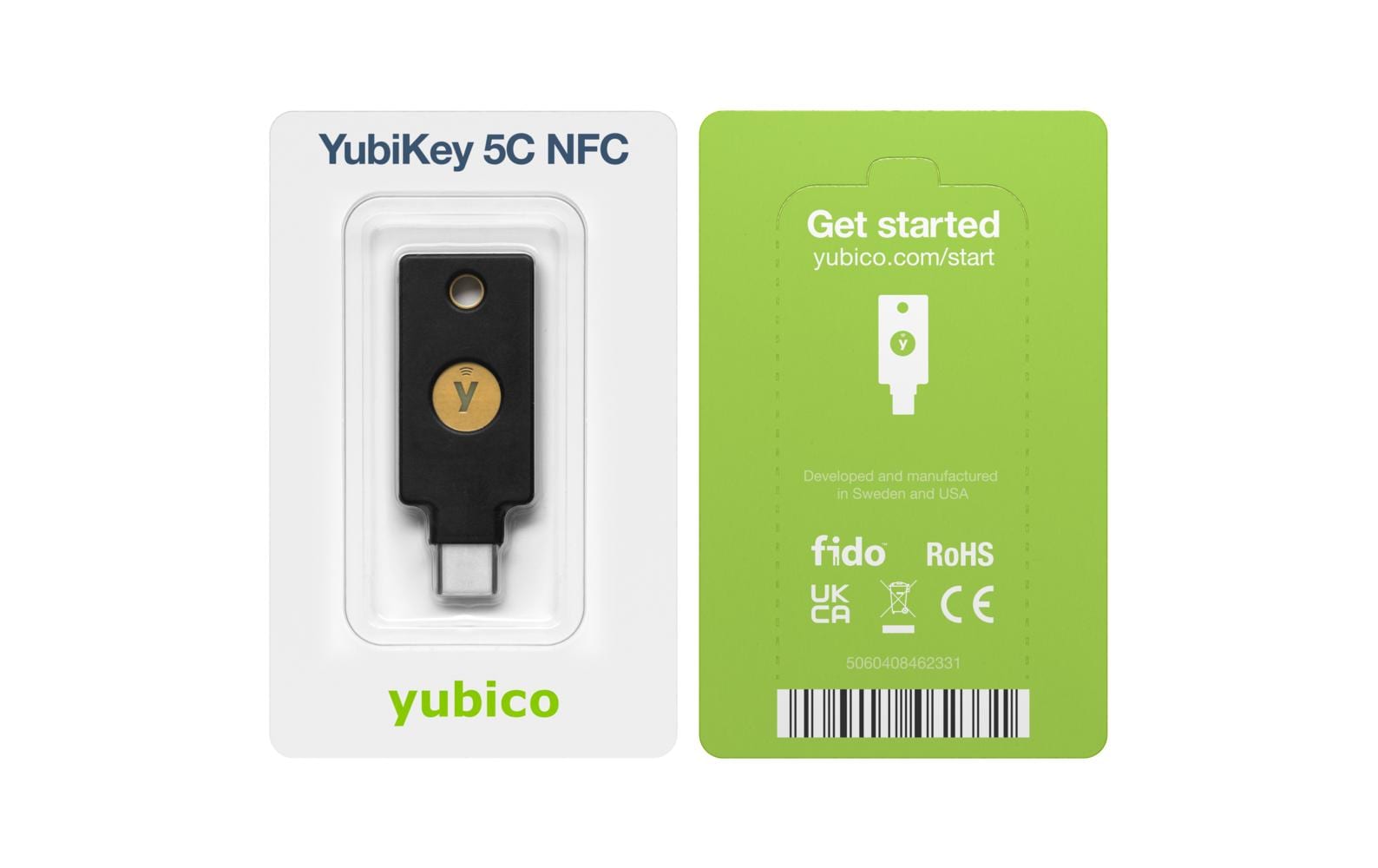 Yubico USB-Sicherheitsschlüssel – USB-C (Stecker) – NFC – Schwarz – für Android, Windows 10, iOS