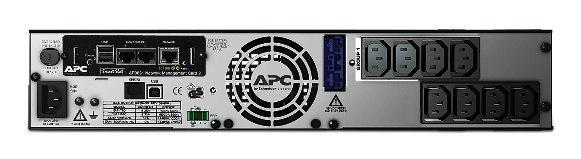 APC SMX750INC USV 0,75 kVA/600 W Line-Interaktiv – Rack/Tower 2U – C13×10, Eingang IEC C14 – Schwarz